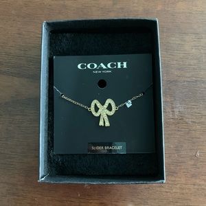 NWT Coach Gold Crystal Bow Bracelet